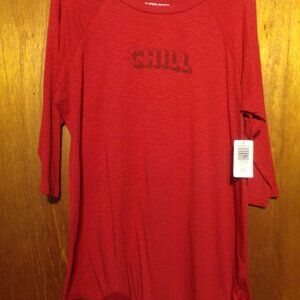 NWT Women's Torrid Red "Chill" 3/4 Sleeve Slub Tee Top - size 2